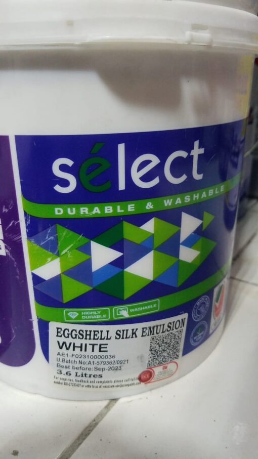 Select Eggshell Silk Emulsion White 3.6 Litr